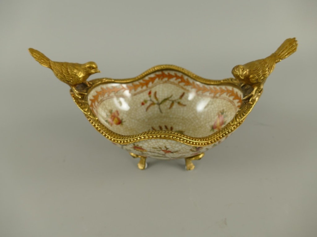 [LA-85617] Porzellan/Messing Jugendstil schale L.19x13cm Bild 2
