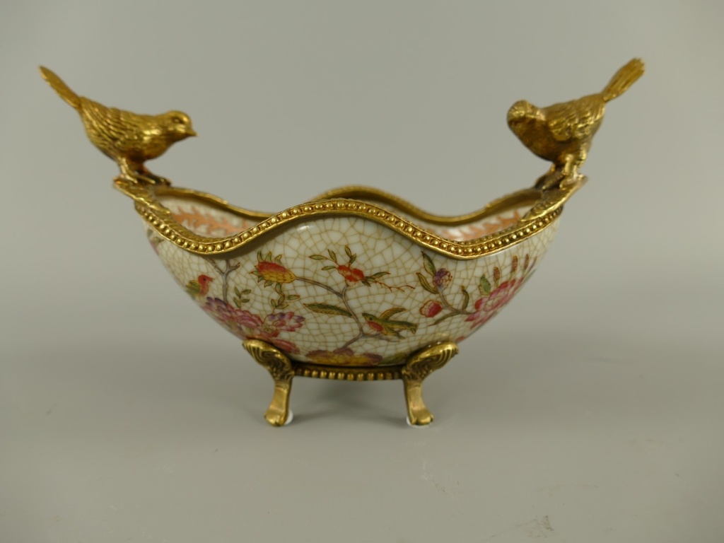 [LA-85617] Porzellan/Messing Jugendstil schale L.19x13cm Bild 3