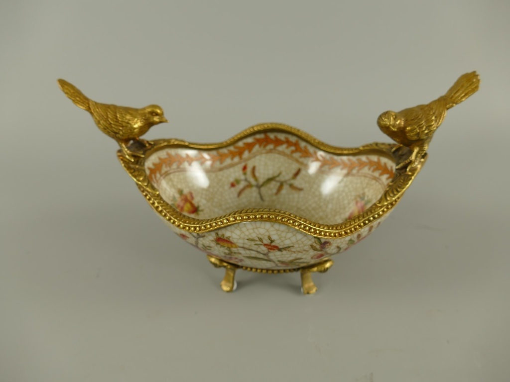 [LA-85617] Porzellan/Messing Jugendstil schale L.19x13cm Bild 4