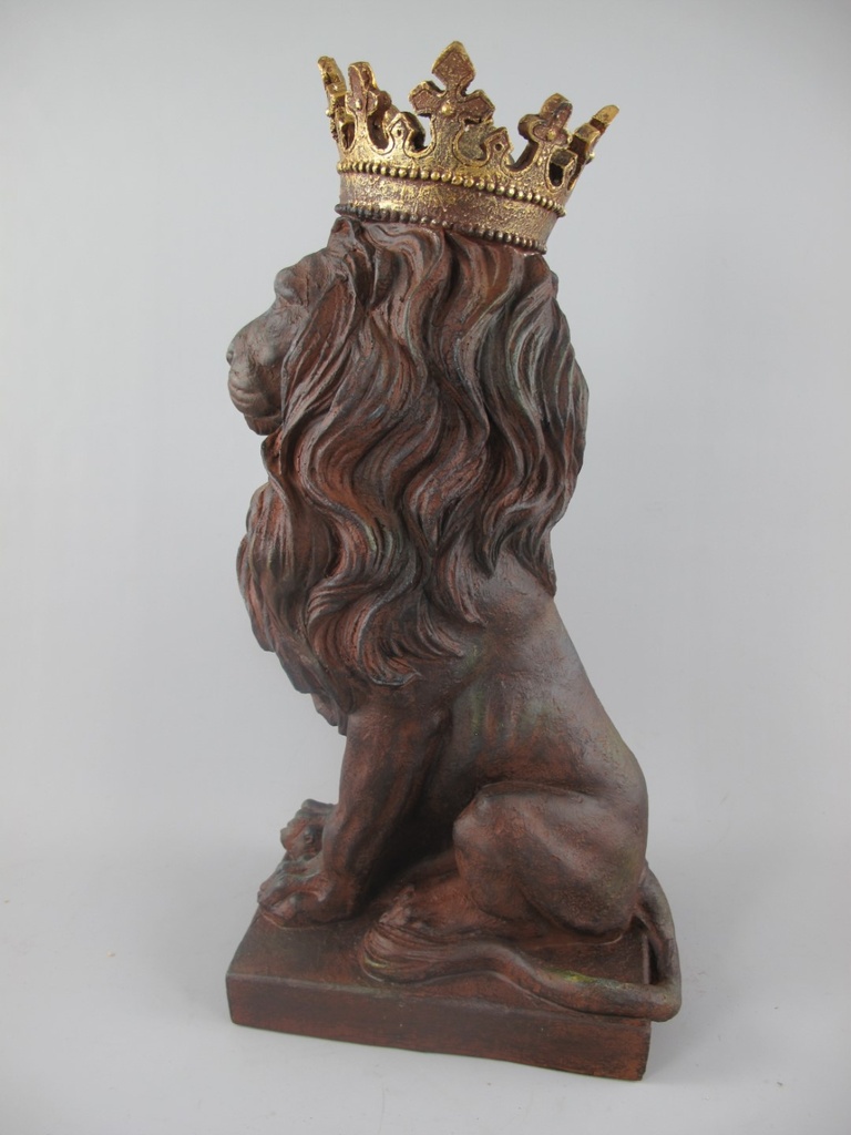 [LA-85739] Figur Skulptur Löwe Polystein rustikal braun farbig H.38x29cm Bild 2