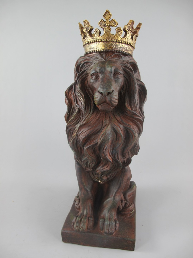 [LA-85739] Figur Skulptur Löwe Polystein rustikal braun farbig H.38x29cm Bild 5