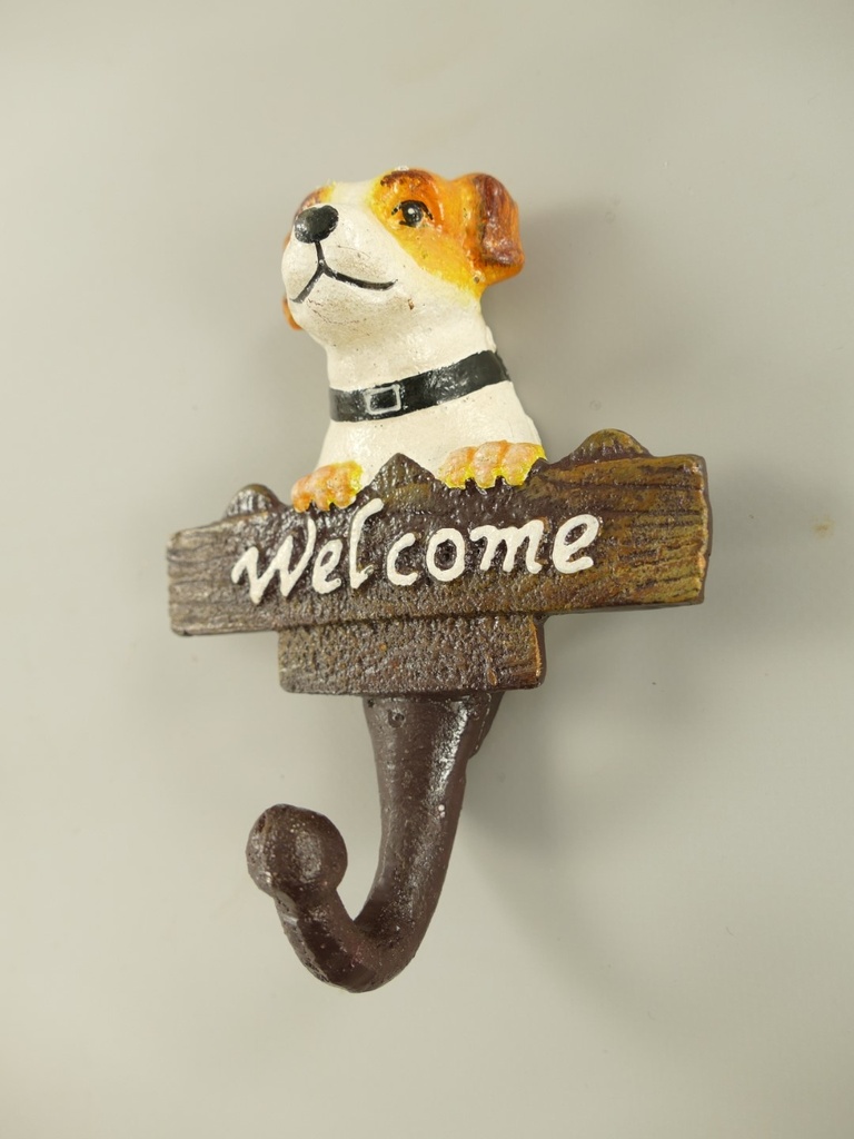 [LA-85775] Garderobenhaken Hund Welcome Eisen Farbig H.14cm Bild 3
