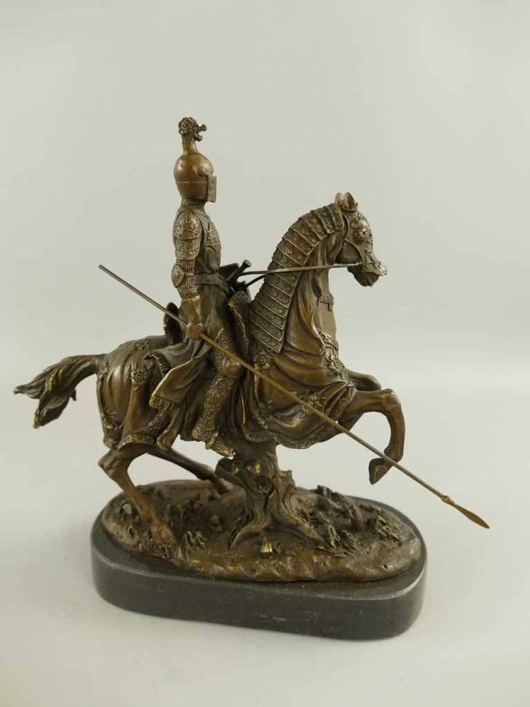 [LA-85778] Bronze Bronzeskulptur Bronzefigur Skulptur Figur Ritter auf Pferd #85778 Bild 3