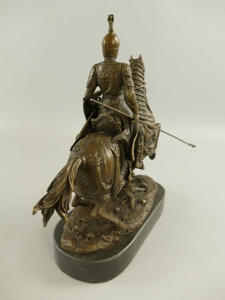 [LA-85778] Bronze Bronzeskulptur Bronzefigur Skulptur Figur Ritter auf Pferd #85778 Bild 4