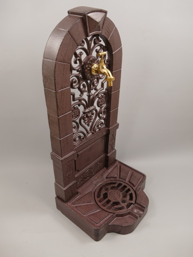 [LA-85938] Stehbrunnen Alu Guß rustik braun H.75cm Bild 5