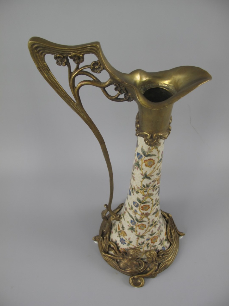 [LA-86068] Porzellan/Messing Jugendstil Flasche H.35x16cm #86068 Bild 4
