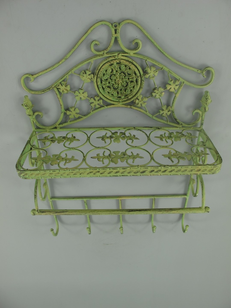 [LA-86224] Regal mit Haken Eisen Rust. grün H.58x40x16cm Bild 2