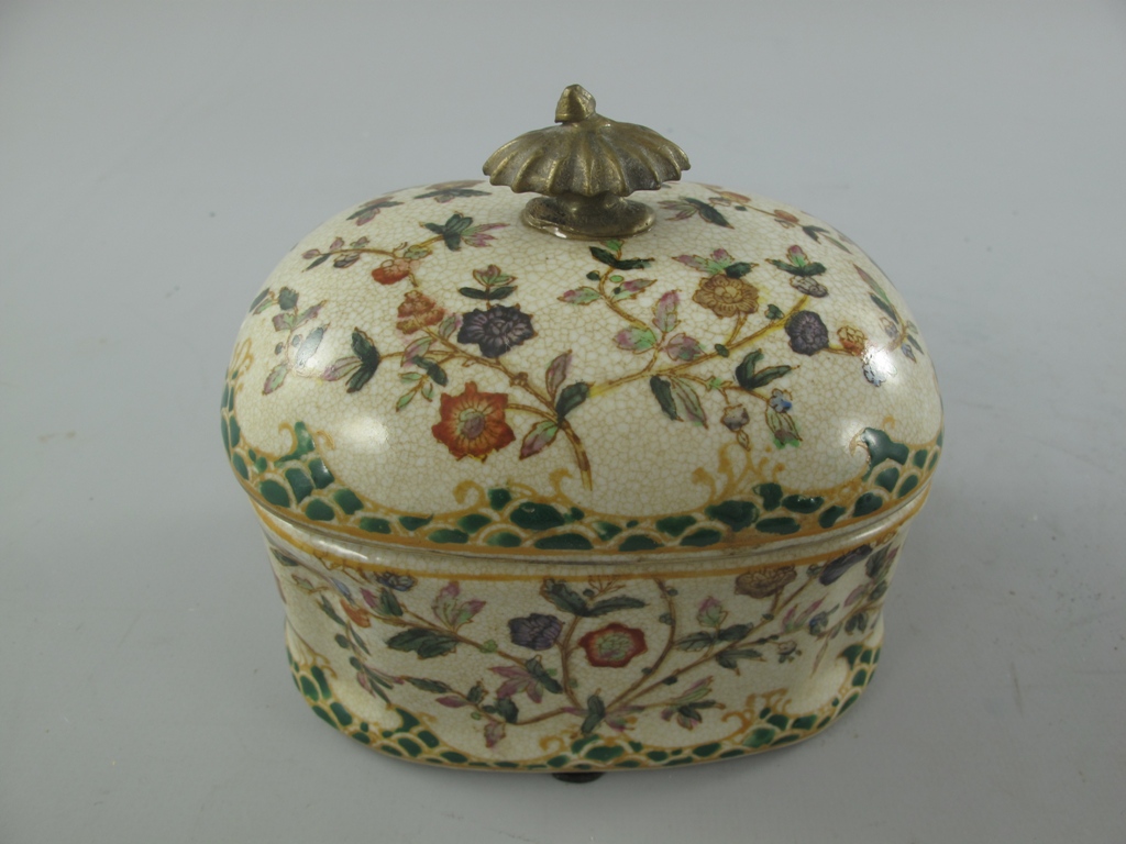 [LA-86247] Porzellan/Messing Dose Gold/grün H.11x13cm Bild 2