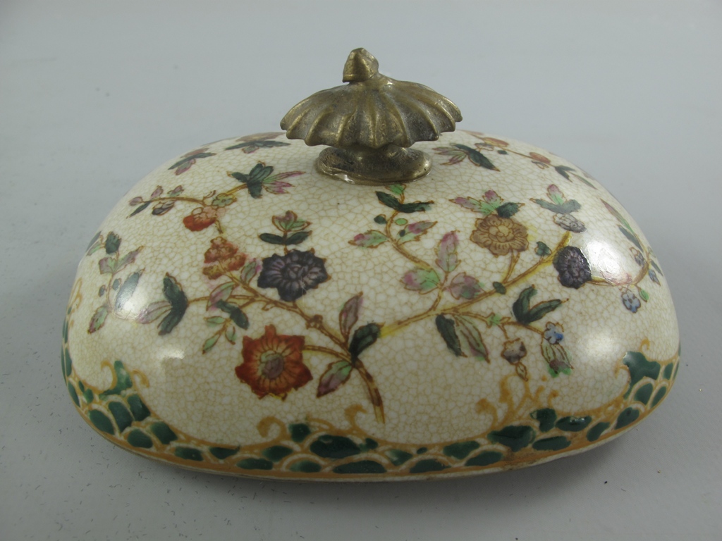 [LA-86247] Porzellan/Messing Dose Gold/grün H.11x13cm Bild 4