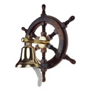 [LA-86320] Schiffssteuerrad Holz mit Messing Glocke D.38cm Bild 2