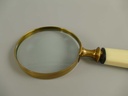 [LA-86491] Leselupe Handlupe Vergrößerungsglas Messing brüniert weiß/schwarz Bild 3