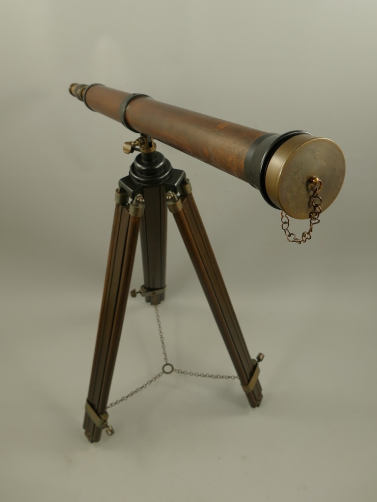 [LA-86557] Fernrohr Messing Holz Stativ H.105cm Bild 3