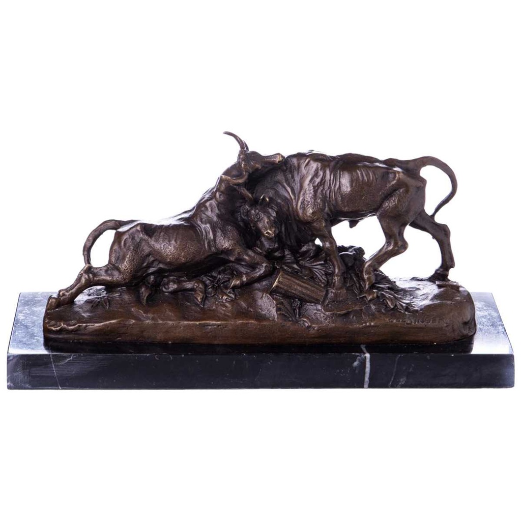 [LA-88068] Skulptur Figur Bronzeskulptur Bronzefigur Kämpfende Stiere Bild 2