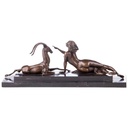 [LA-88099] Skulptur Figur Bronzeskulptur Bronzefigur Frau mit Antilope Bild 2
