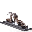 [LA-88099] Skulptur Figur Bronzeskulptur Bronzefigur Frau mit Antilope Bild 4