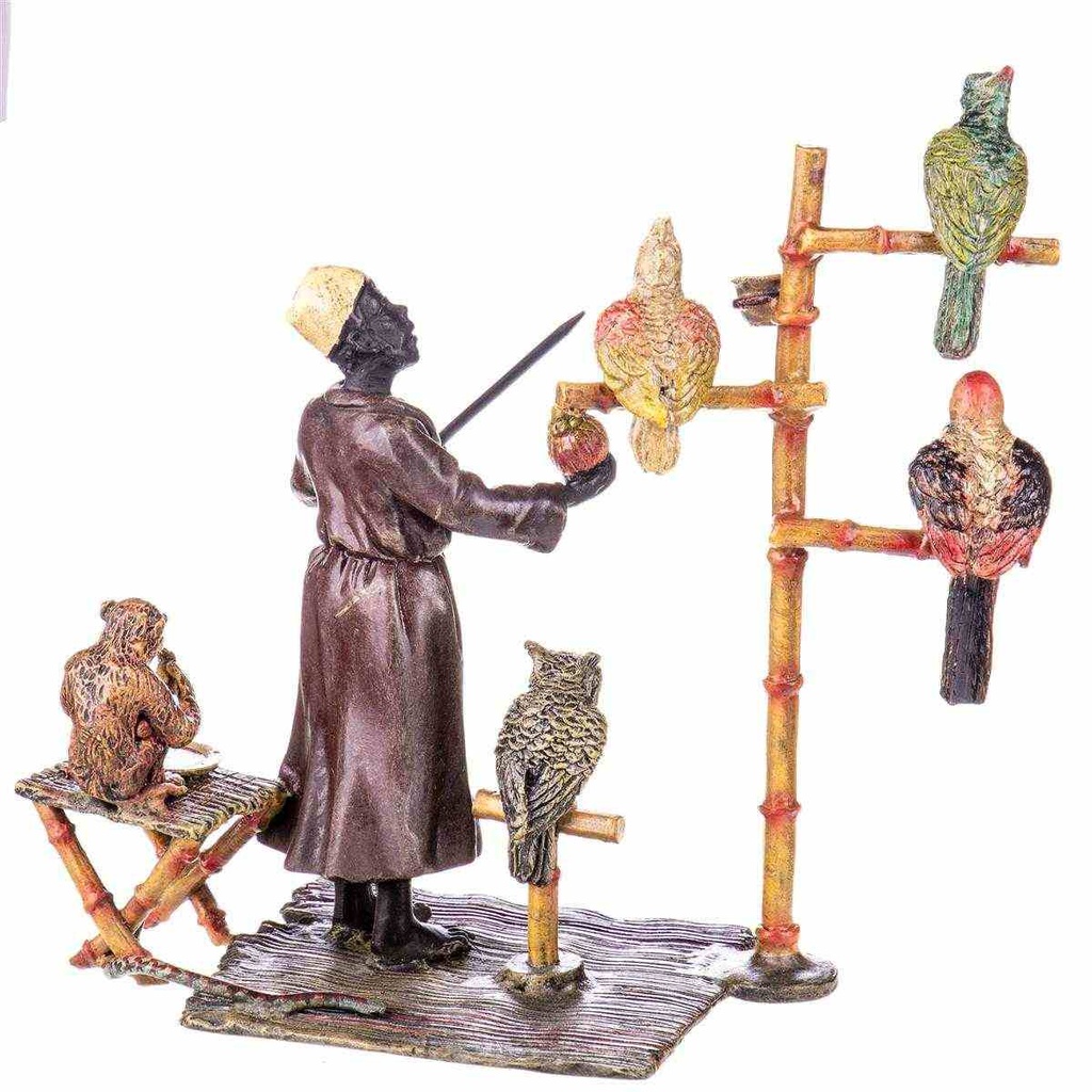 [LA-88101] Skulptur Figur Bronzeskulptur Bronzefigur Araber mit Papageien Bild 3