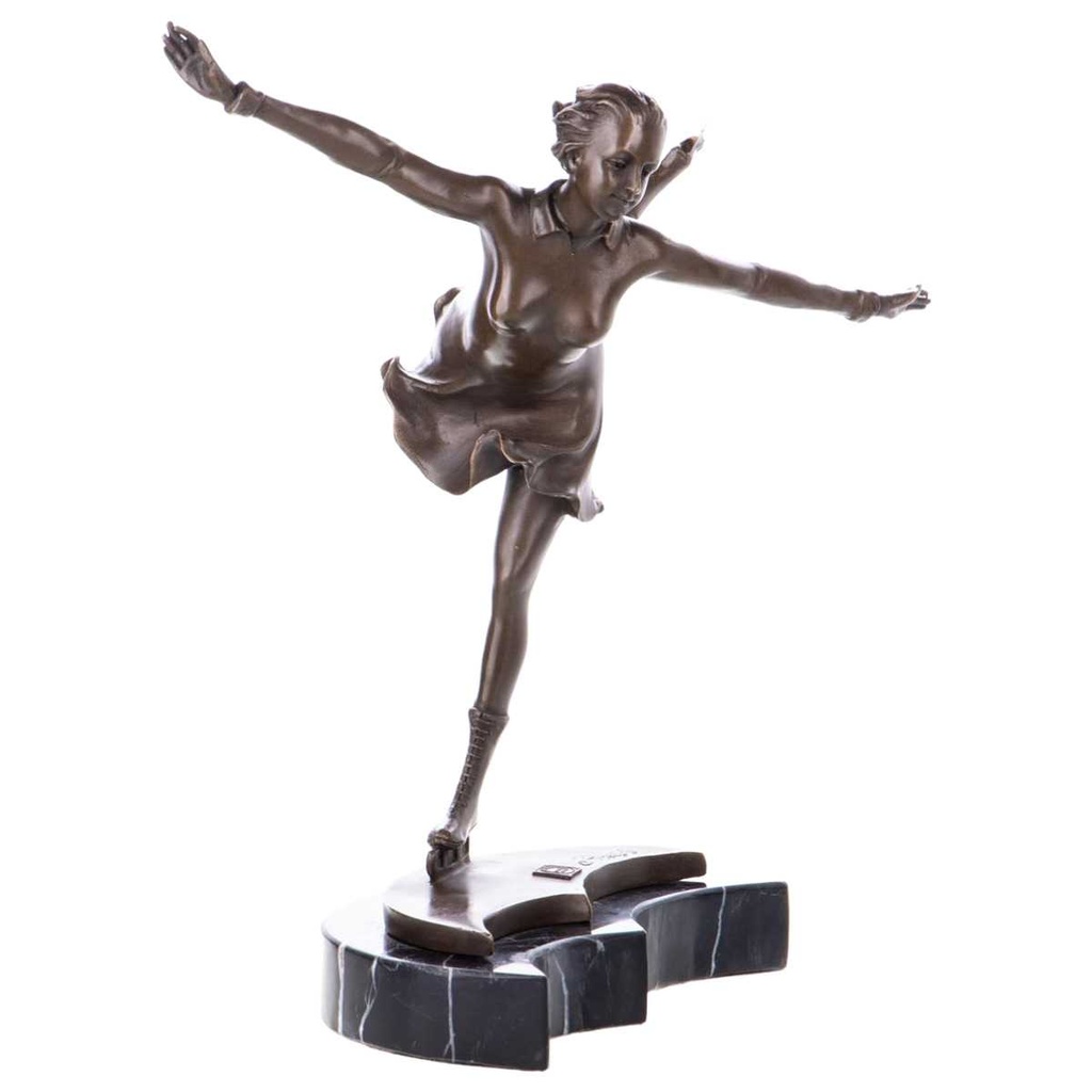 [LA-96834] Skulptur Figur Statue Bronzeskulptur Bronzefigur Bronze Eiskunstläuferin Bild 2
