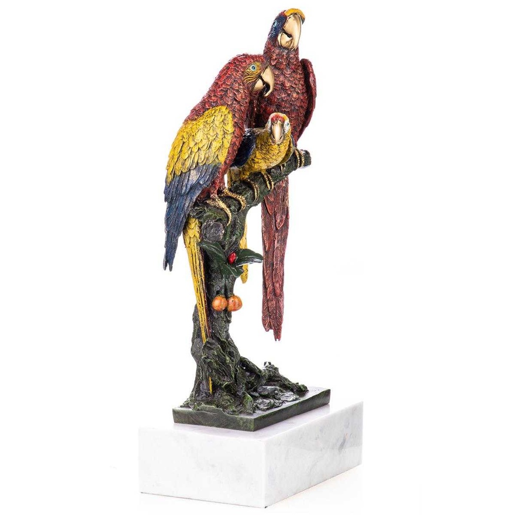 [LA-96843] Skulptur Figur Statue Bronzeskulptur Bronzefigur Bronze Papageien farbig Bild 3