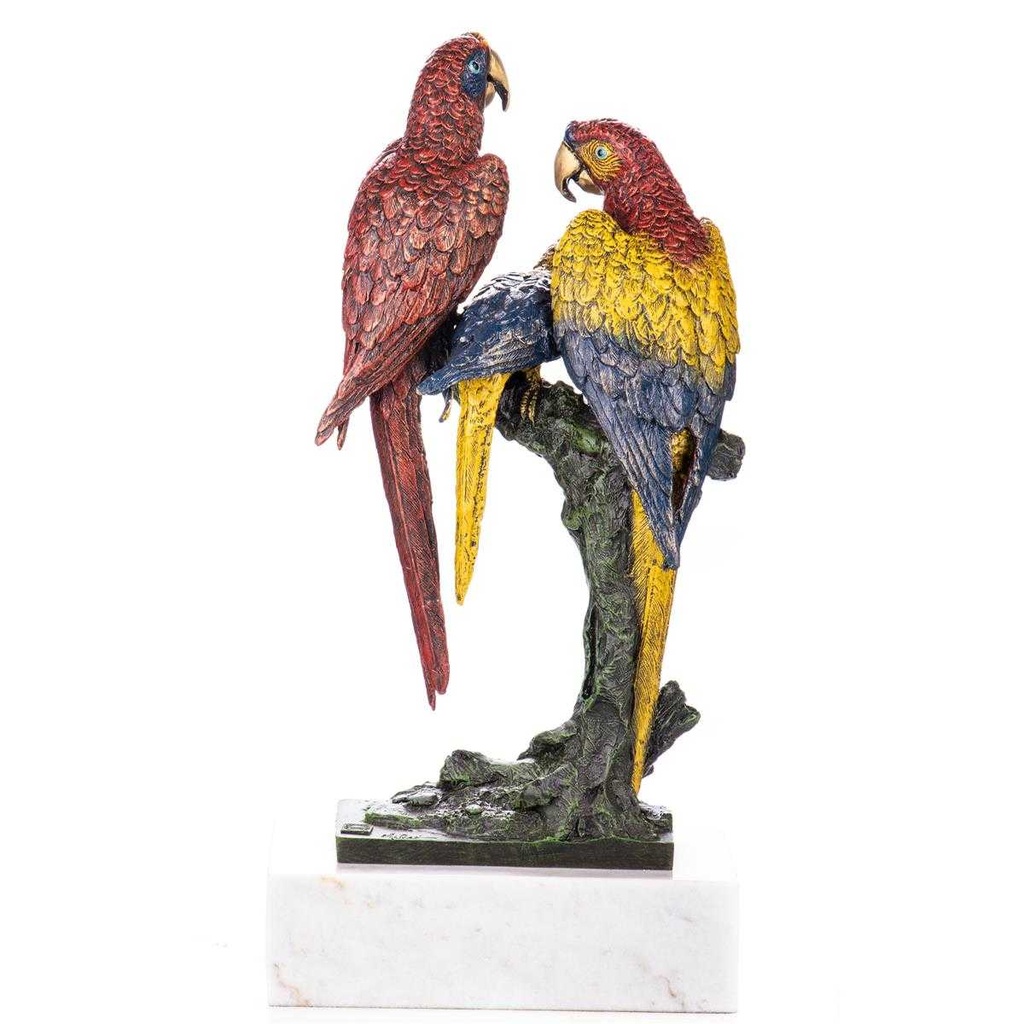 [LA-96843] Skulptur Figur Statue Bronzeskulptur Bronzefigur Bronze Papageien farbig Bild 4