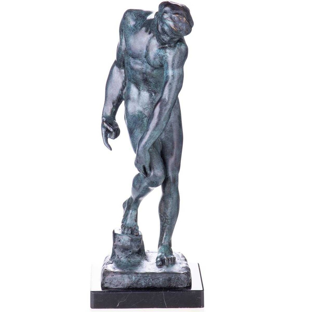 [LA-96844] Skulptur Figur Statue Bronzeskulptur Bronzefigur Bronze patiniert Männlicher Akt Adam Grün nach Rodin Bild 3