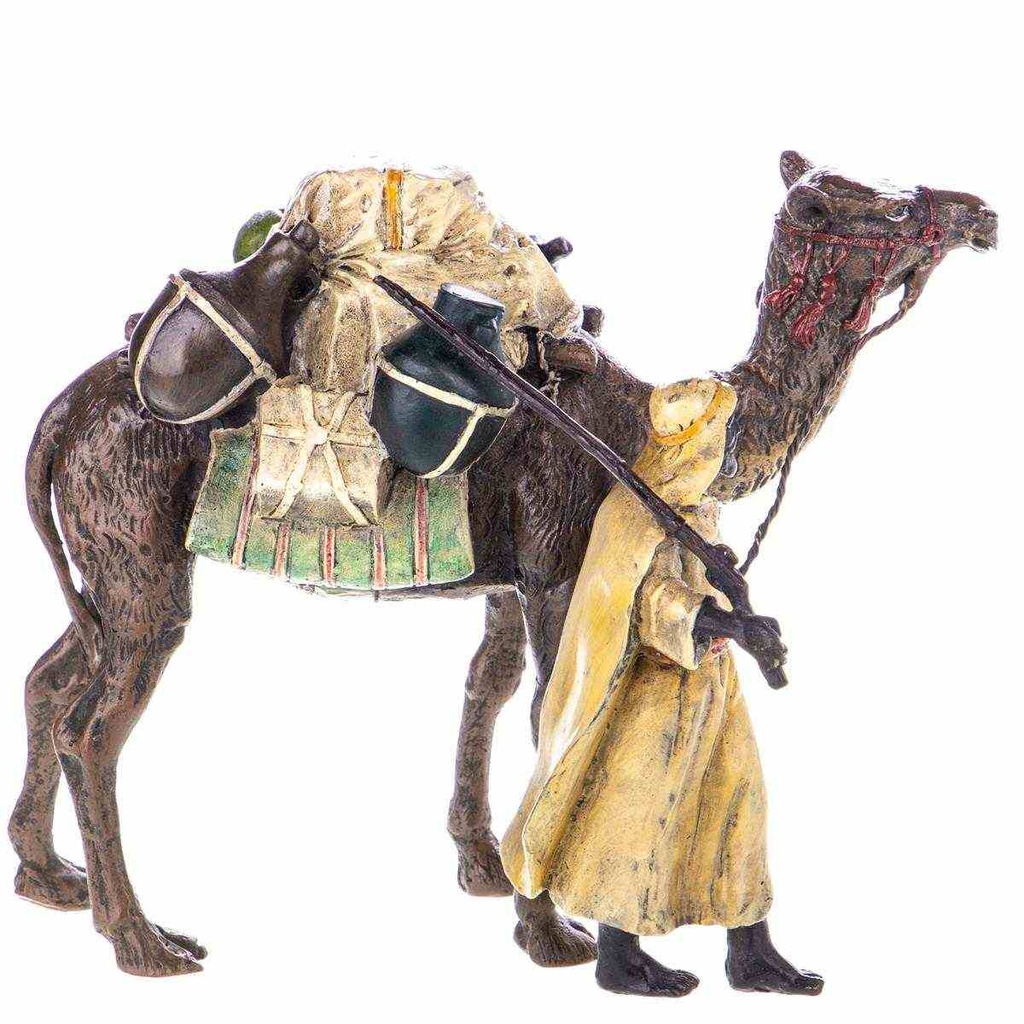 [LA-96850] Skulptur Figur Statue Bronzeskulptur Bronzefigur Bronze Araber mit Kamel farbig Bild 3