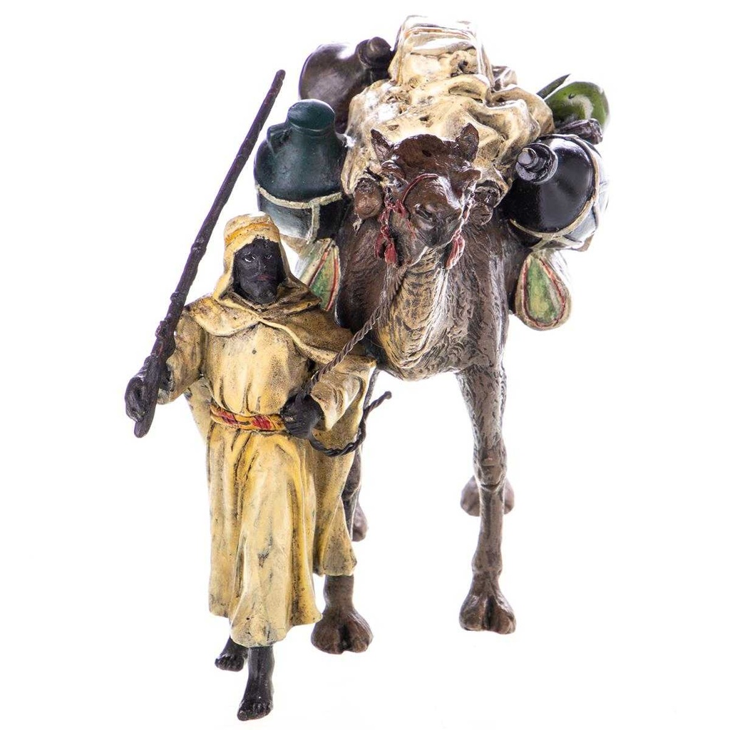 [LA-96850] Skulptur Figur Statue Bronzeskulptur Bronzefigur Bronze Araber mit Kamel farbig Bild 4
