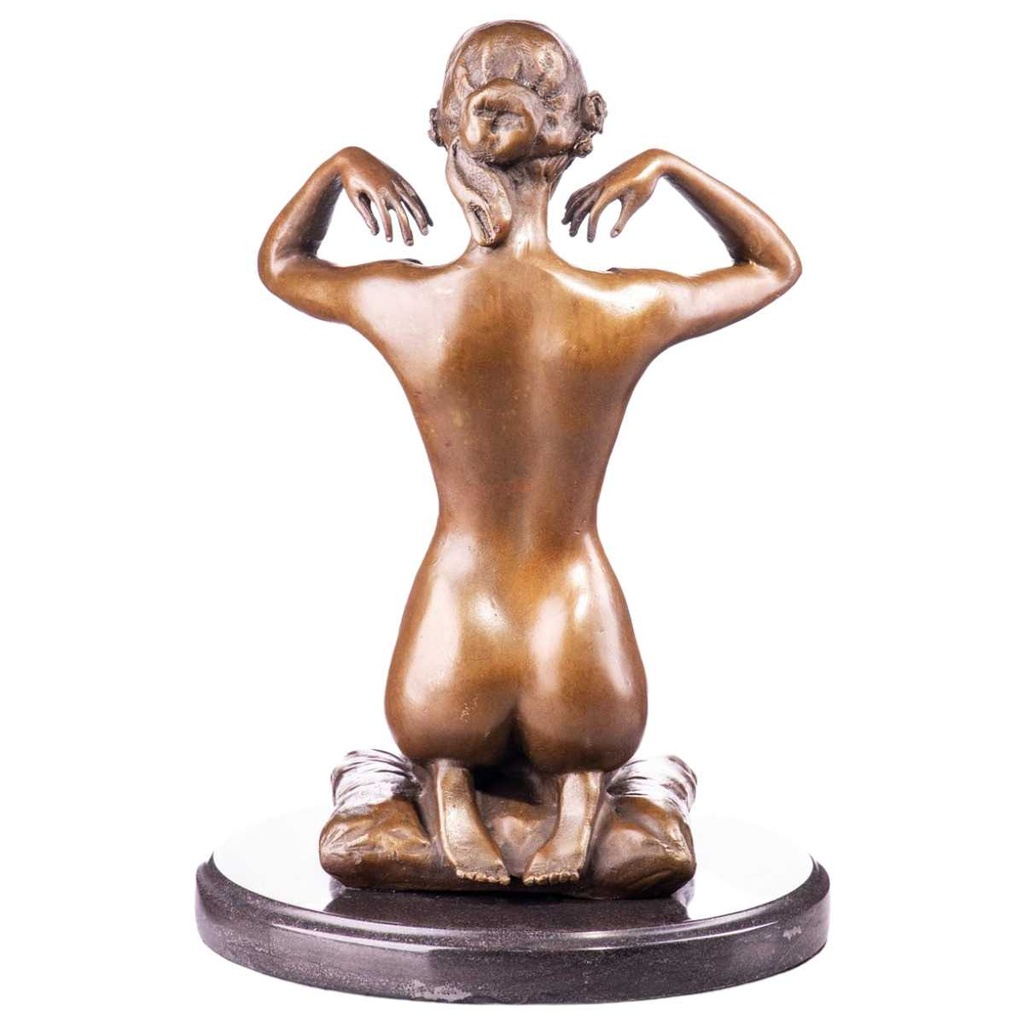[LA-96890] Skulptur Figur Statue Bronzeskulptur Bronzefigur Bronze New Necklace weiblicher Akt mit Halskette Bild 2