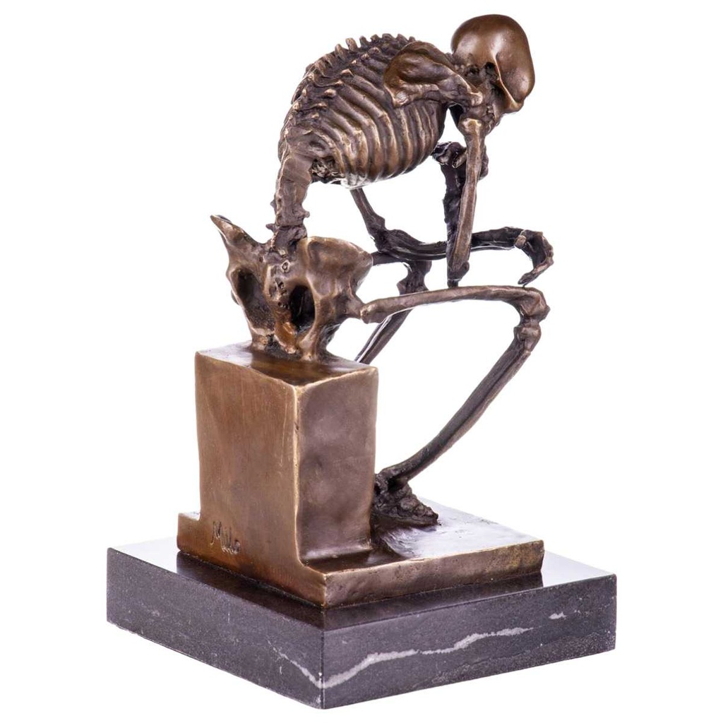[LA-96894] Bronze Skulptur Figur Bronzeskulptur Bronzefigur Statue Der Denker Skelett nach Milo H 22 cm Bild 2