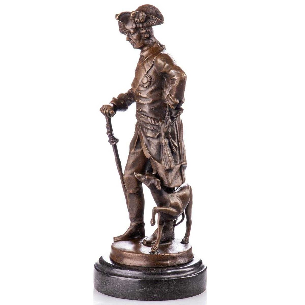 [LA-96915] Skulptur Figur Statue Bronzeskulptur Bronzefigur Bronze König Friedrich II Der Alte Fritz mit Jagdhund Bild 3