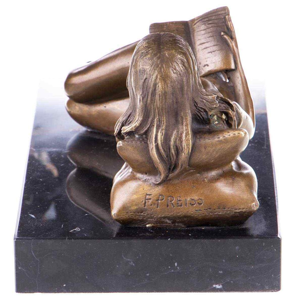 [LA-96938] Skulptur Figur Statue Bronzeskulptur Bronzefigur Bronze Weiblicher Akt mit Buch Bild 4