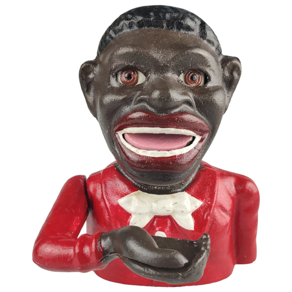 [LA-98491] Spardose Geldbank Skulptur Gusseisen Afrikaner Man mechanisch Bild 2