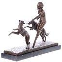 [2120712] Art Deco Bronzefigur Weiblicher Akt mit Windhunden Spring Frolic nach M.Bouraine Bild 3