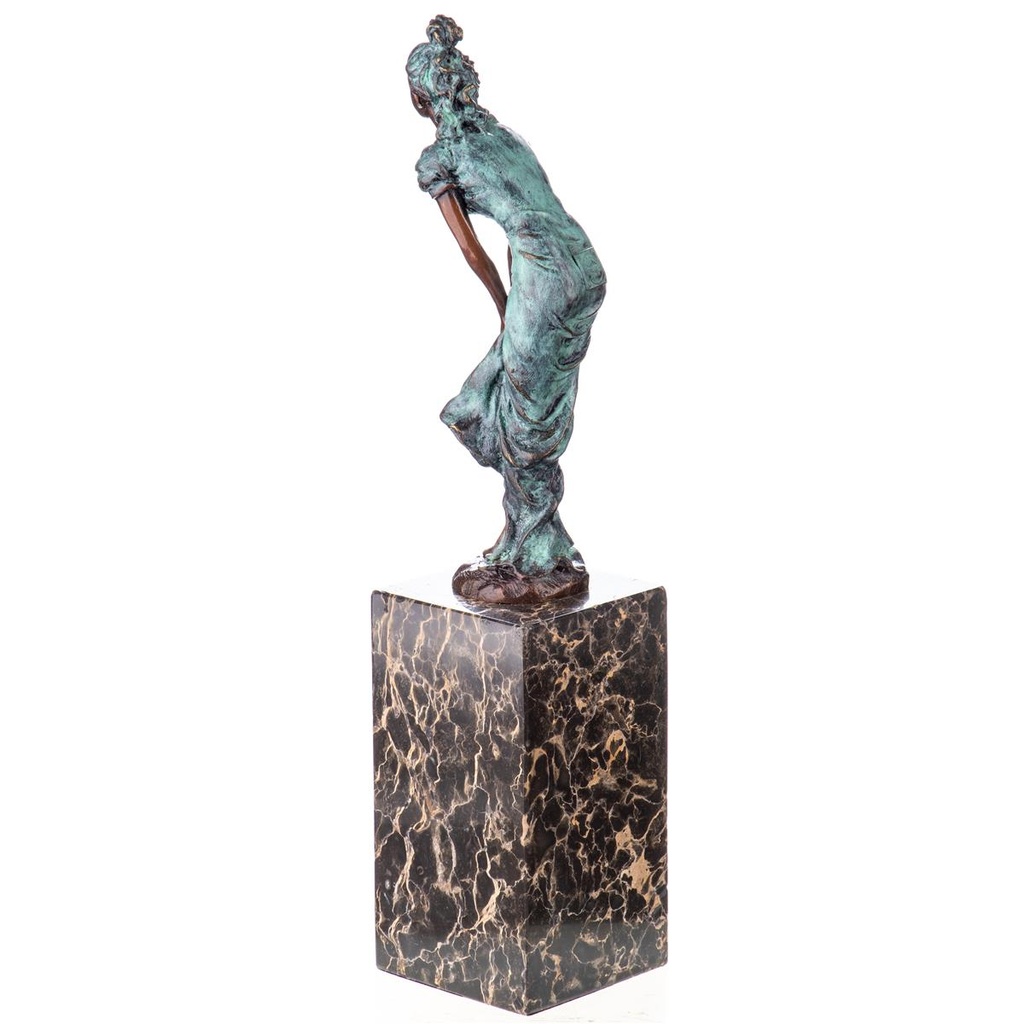 [LA-98935] Grün Patinierte Bronzefigur Frau mit Rock Bild 2