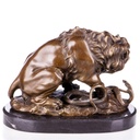 [LA-99066] Bronzeskulptur Bronzefigur Löwe mit Schlange nach Barye Bild 2