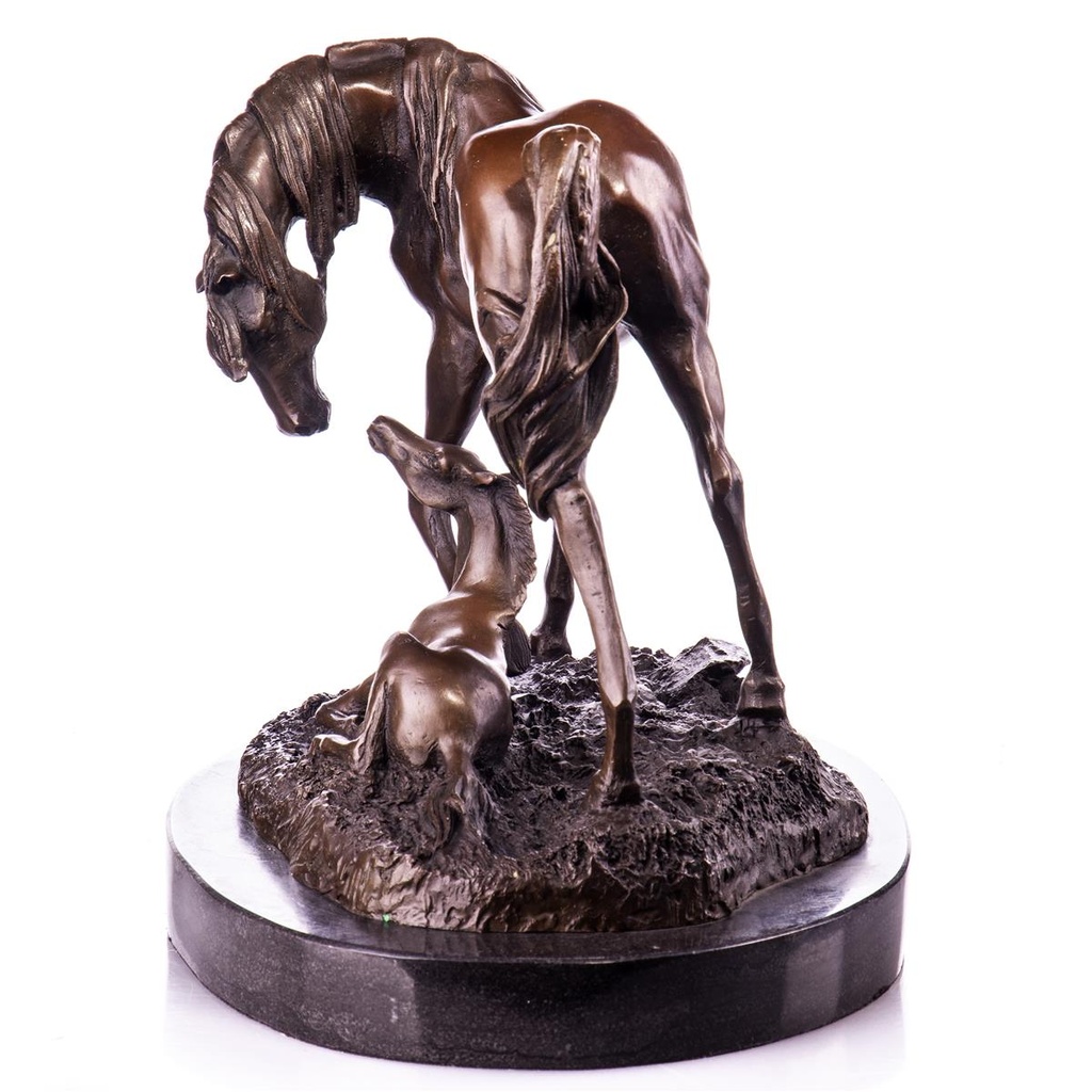 [LA-99067] Bronzeskulptur Bronzefigur Pferd mit Pfohlen Bild 2