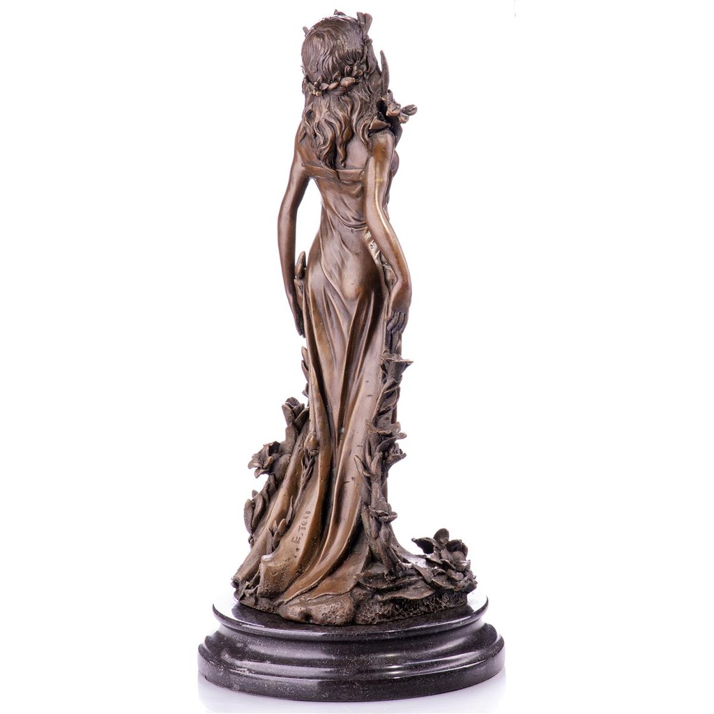 [LA-99089] Jugendstil Bronzefigur Frau mit Blumen Bild 2