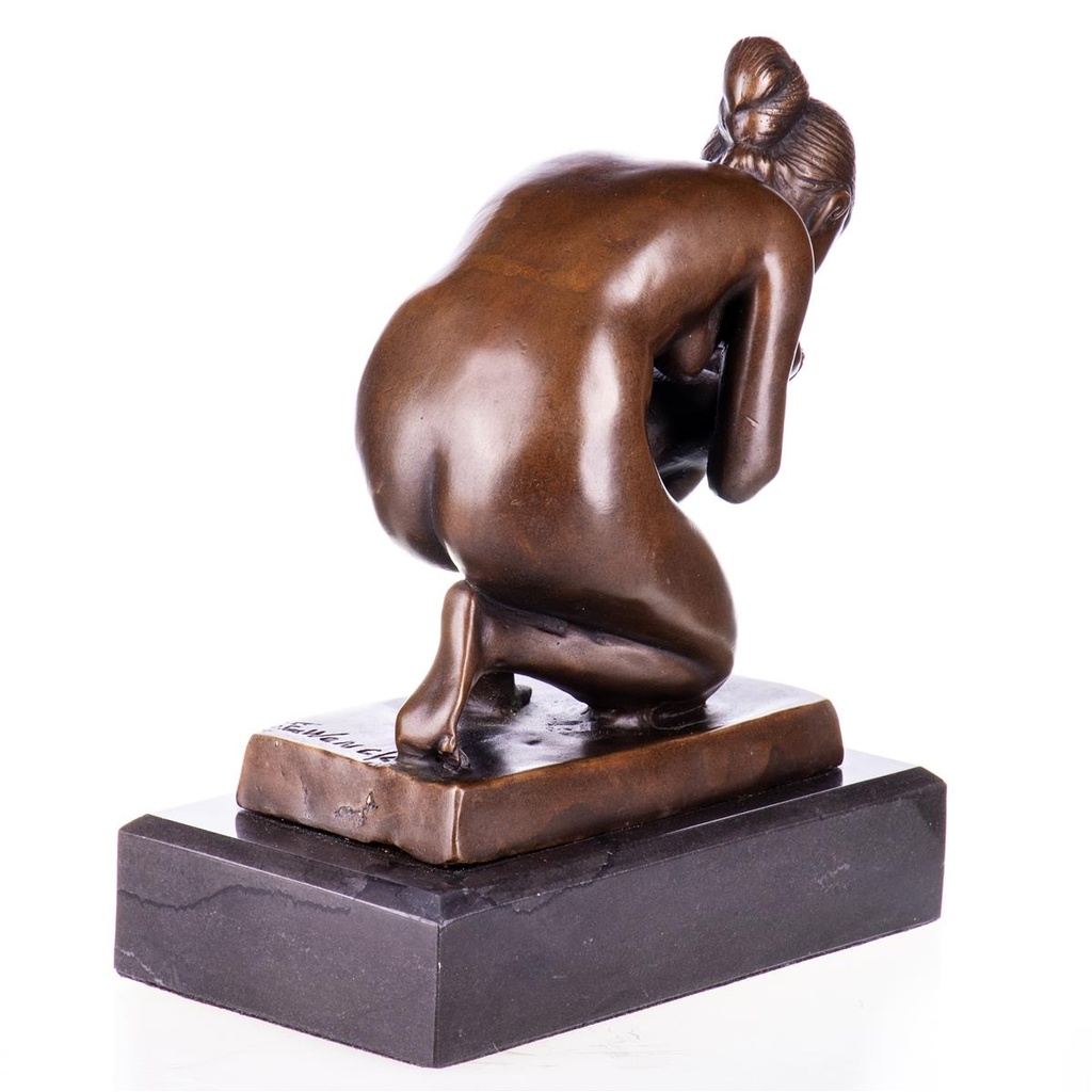 [LA-99108] Bronzeskulptur Bronzefigur Weiblicher Akt Die Trinkende Bild 2