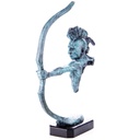 [LA-99109] Moderne Western Bronzefigur Indianer mit Bogen Grüner Patina Bild 2
