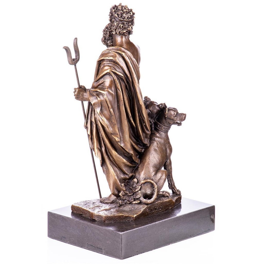 [LA-99113] Bronzeskulptur Bronzefigur Hades mit dreiköpfigem Hund Kerberos Bild 2