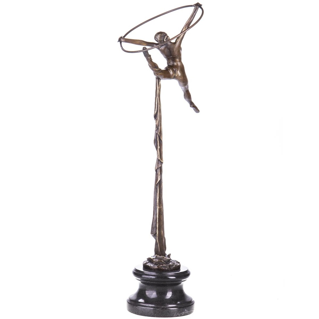 [LA-99138] Bronzeskulptur Bronzefigur Turnerin mit Ring und Tuch Bild 2
