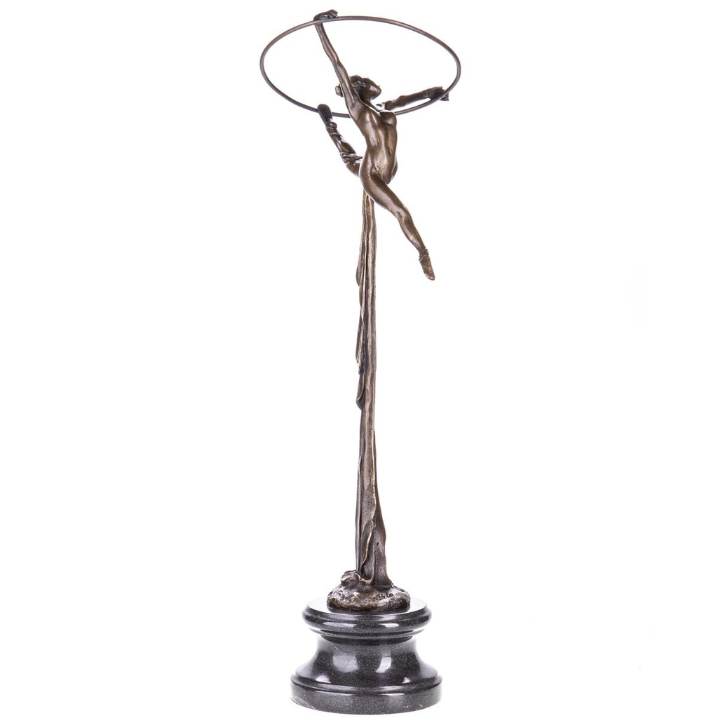 [LA-99138] Bronzeskulptur Bronzefigur Turnerin mit Ring und Tuch Bild 3