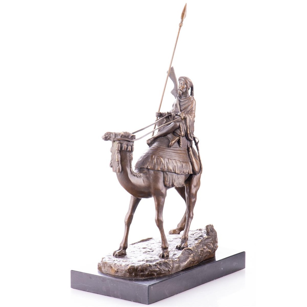 [LA-99161] Bronzeskulptur Bronzefigur Araber auf Kamel mit Speer Bild 3