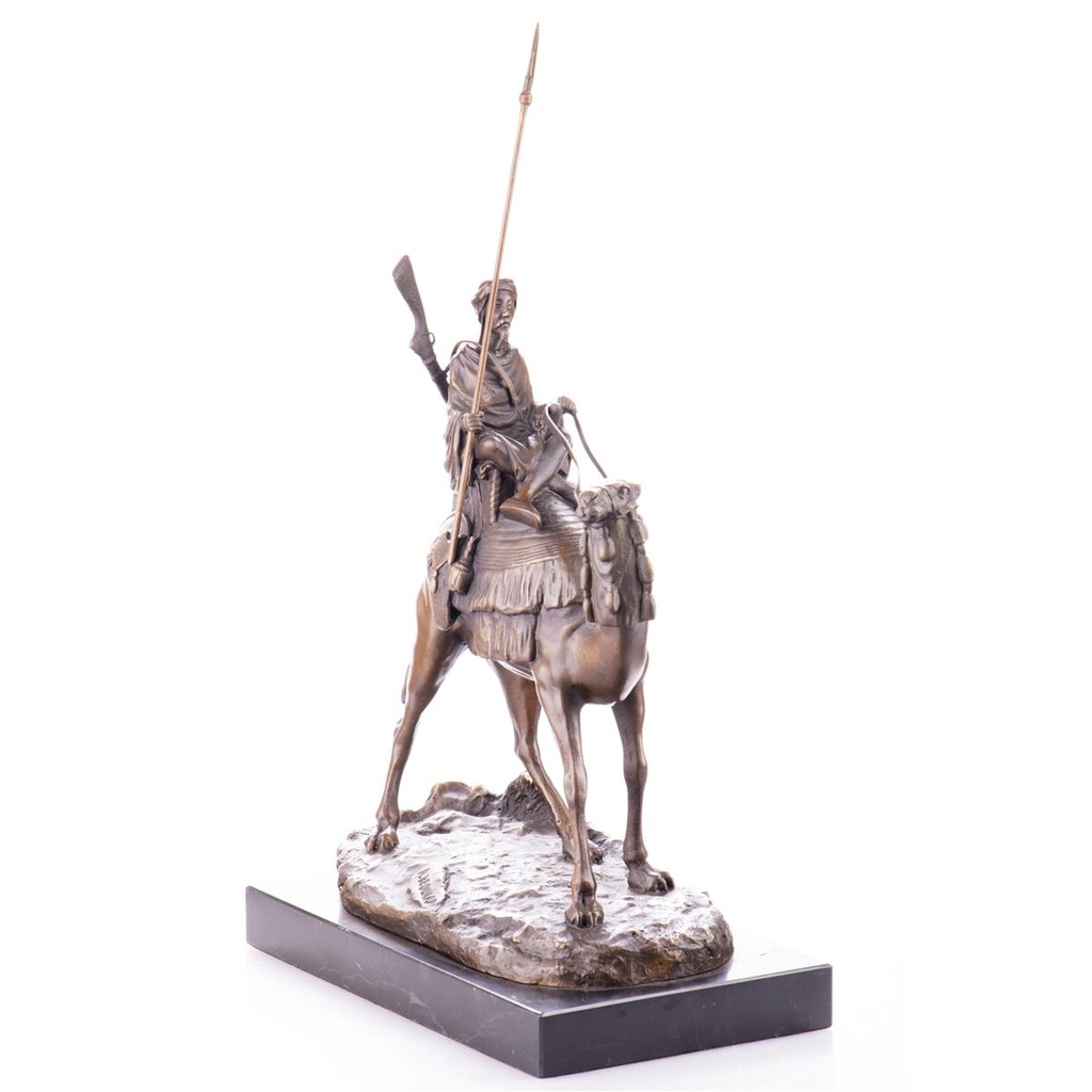 [LA-99161] Bronzeskulptur Bronzefigur Araber auf Kamel mit Speer Bild 4