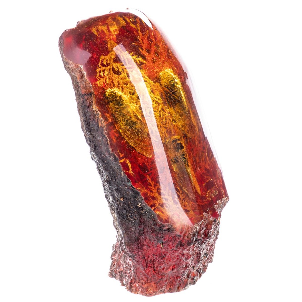 [LA-99176] Figur Skulptur Resin Bernsteinimitat mit echten Zikaden Bild 2