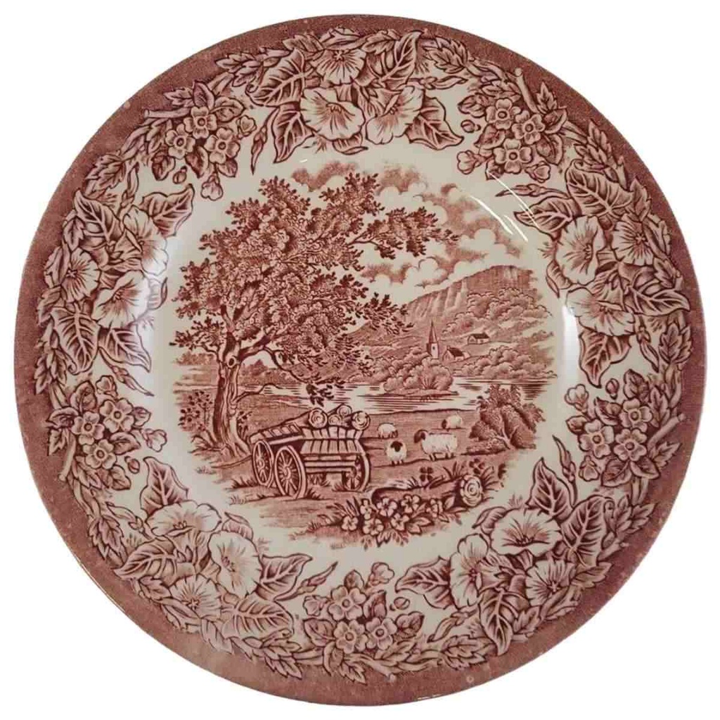 [1818201-1] Speiseteller 24,7 cm English Ironstone Tableware (EIT) EIT England Baumstäme auf Wagen Rot