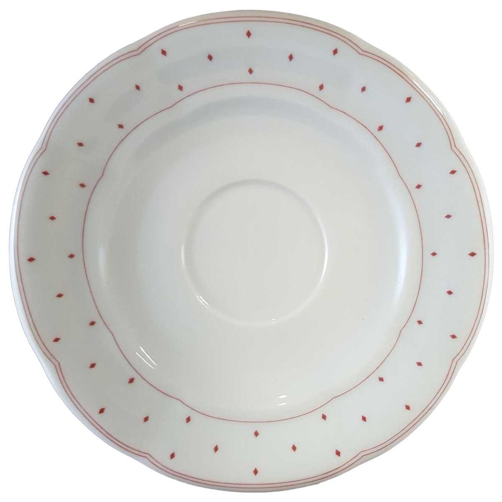 [458131251] Untertasse für Kaffee 15,2 cm Marienbad Ingres Weiss Rote Rauten
