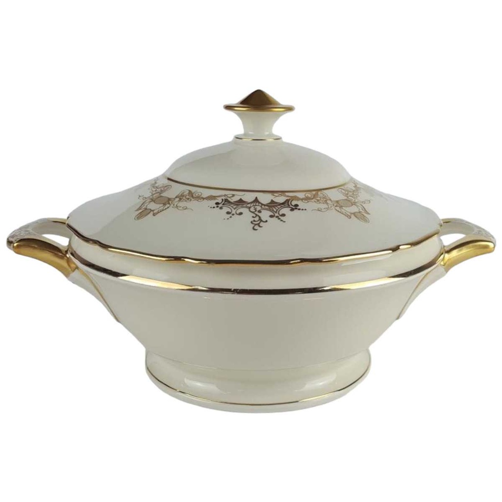[458138270-2] Ragoutterrine Servierschüssel Golddekor 1,5 L Tielsch Altwasser elfenbein 7930 Beige