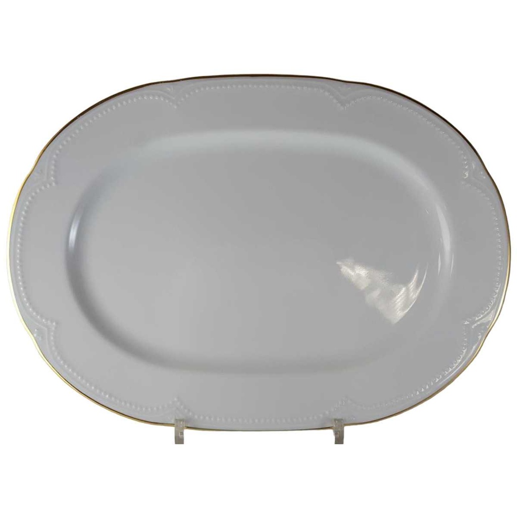 [45814338] Servierplatte Speiseplatte Goldrand 33,3x23,8 cm Graf von Henneberg Viktoria weiß mit