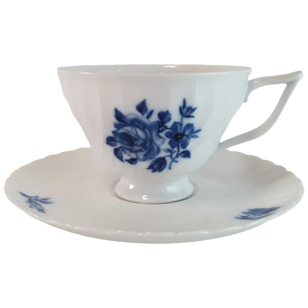 [SET-458144451] Untertasse Kaffeetasse mit Tasse & Royal Tettau Annette blaues Blumendekor Blumen
