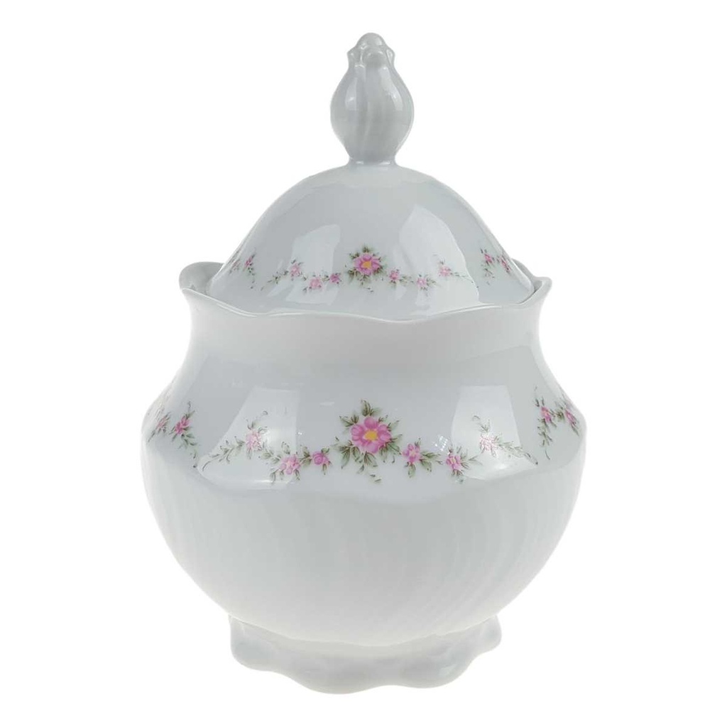[458168285] Zuckerdose Royal Tettau rosa Blumen Form 2829 weiß